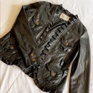 black leather jacket
